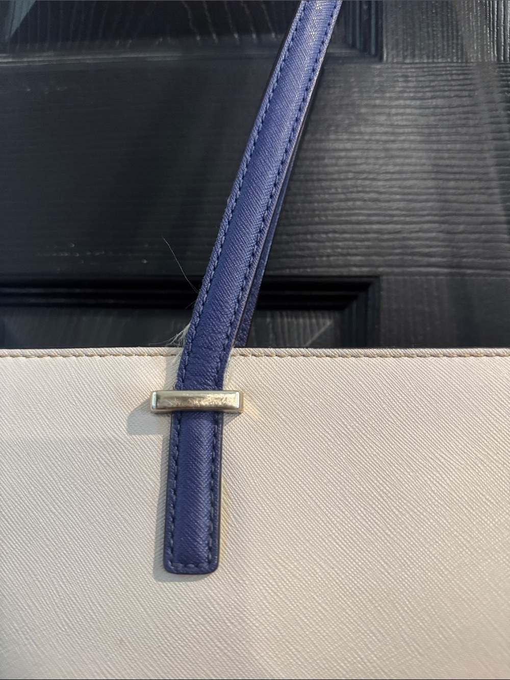 kate spade Cream and Blue Colorblock Leather Tote - Picture 5 of 12